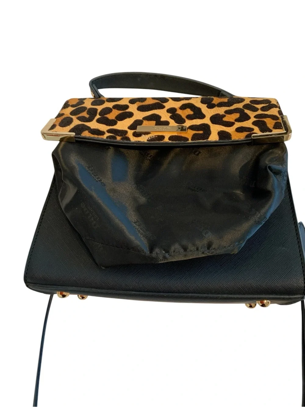 Dune London Black and Leopard Top-Handle Bag